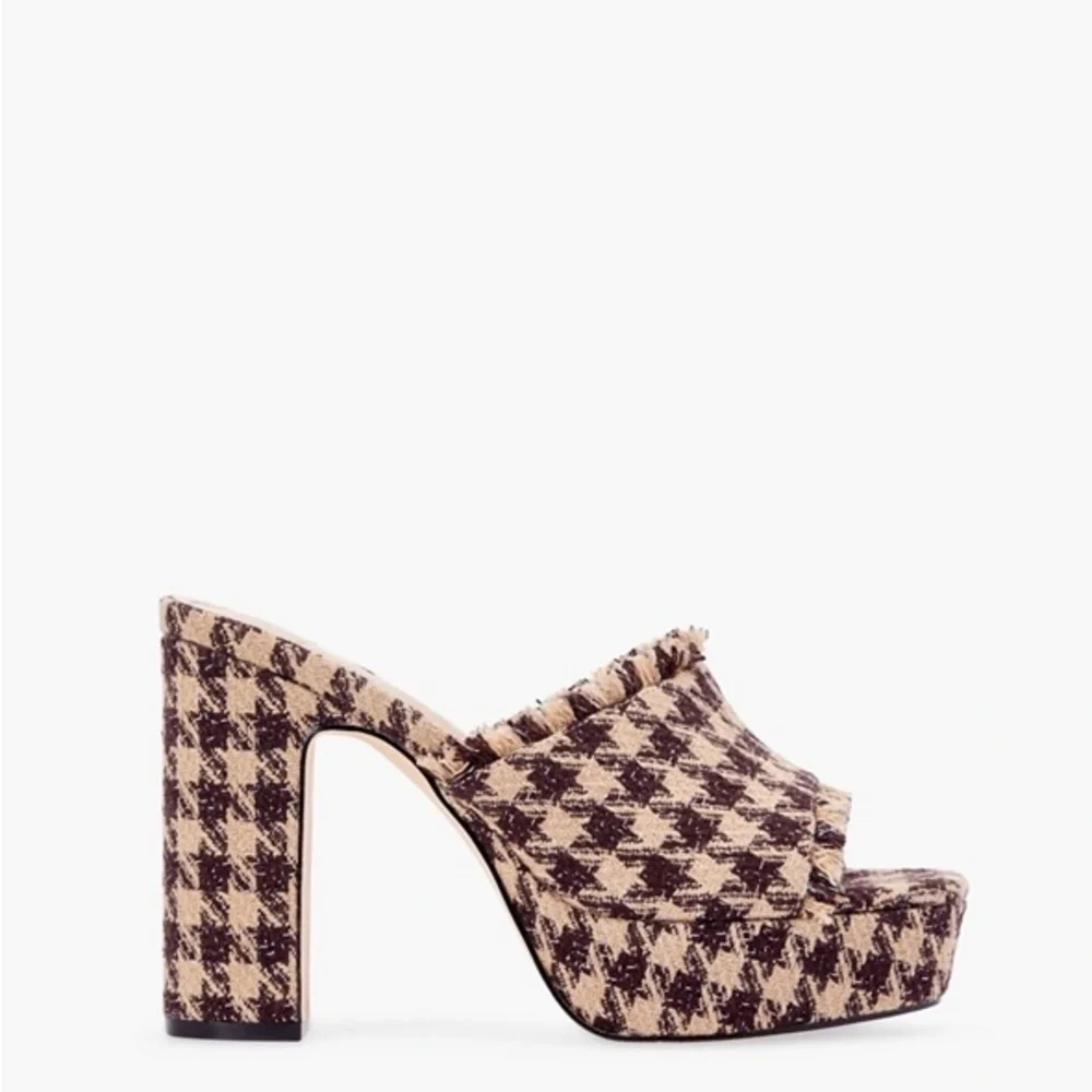 Just Fab Camel Houndstooth heels size 6.5 - Picture 1 of 4